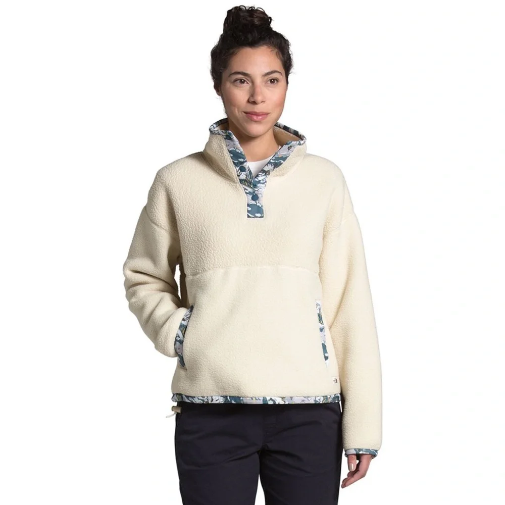 The north‎ face women's liberty cragmont 1/4 zip fleece white & floral jacket XS